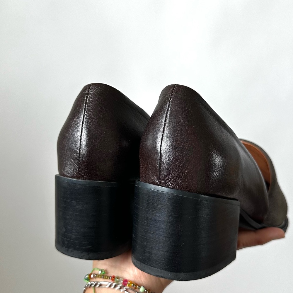 Jeffrey Campbell Chic Brown Loafers Chunky Block Heel ‘Shriver’ D’Orsay Style-8 - Picture 8 of 13